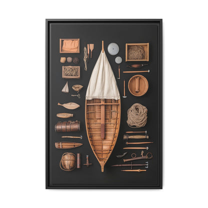 Wood Boat Framed Canvas