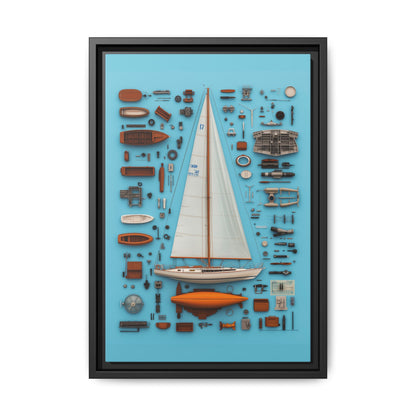 Sailboat White Framed Canvas