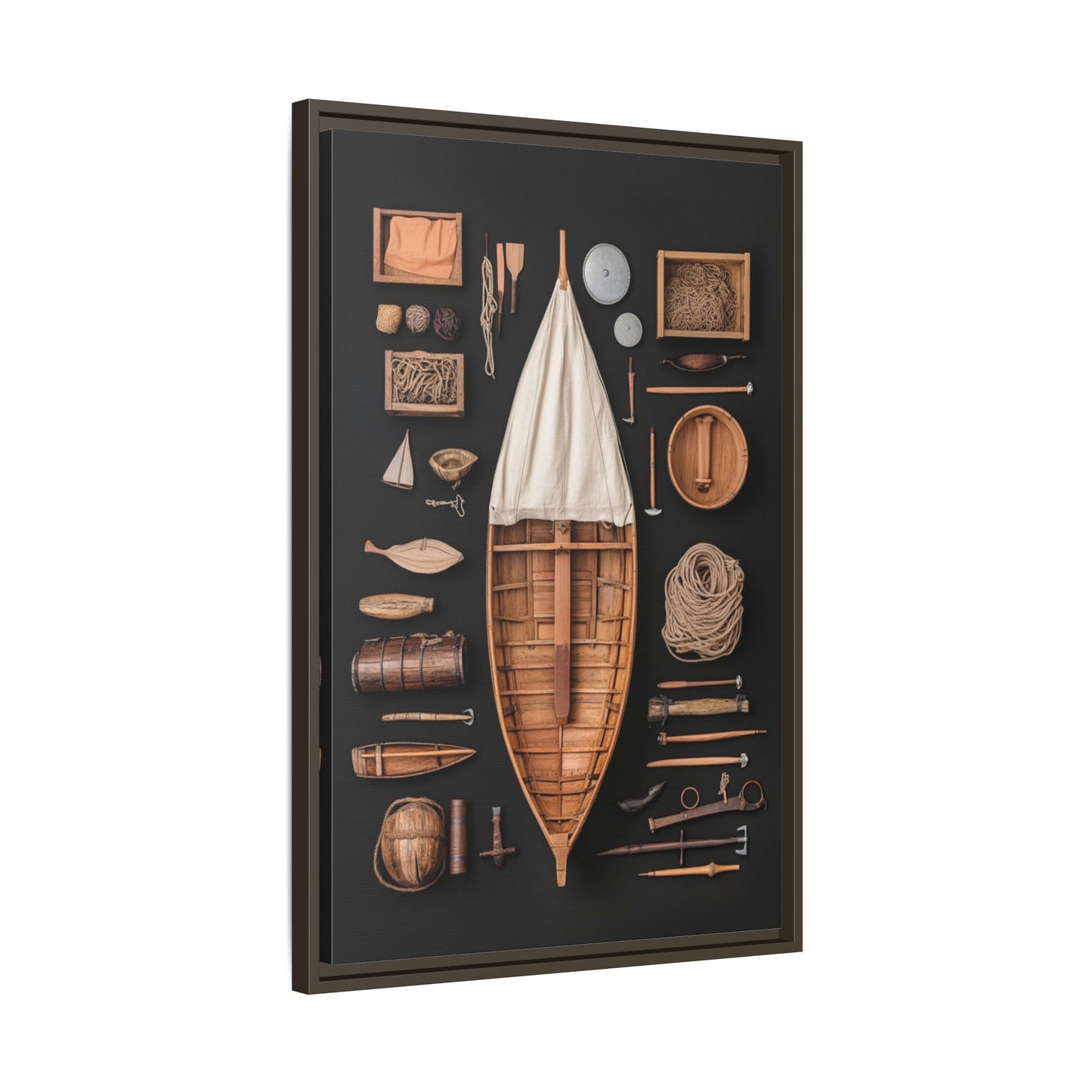 Wood Boat Framed Canvas
