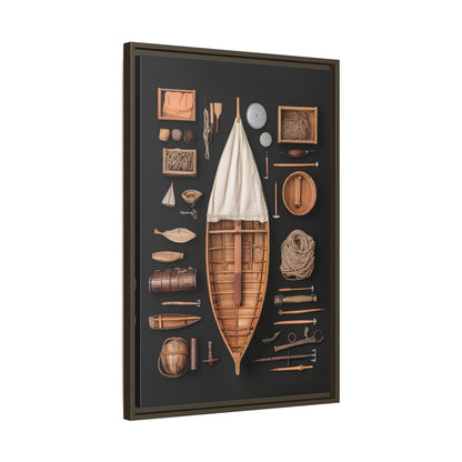 Wood Boat Framed Canvas