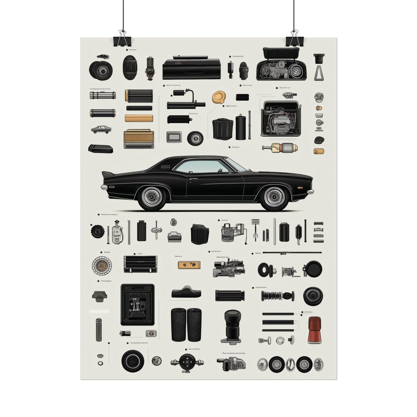 Black Mustang Rolled Poster