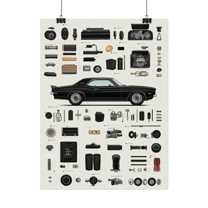 Black Mustang Rolled Poster