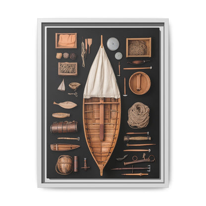Wood Boat Framed Canvas