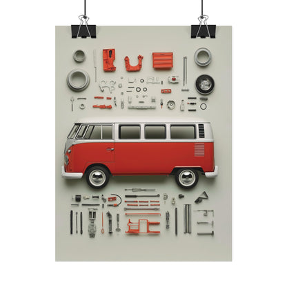 Red Classic Van Rolled Poster