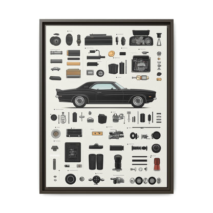 Black Mustang Framed Canvas