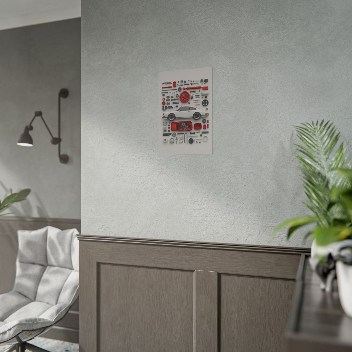 White Classic Porsche Rolled Poster