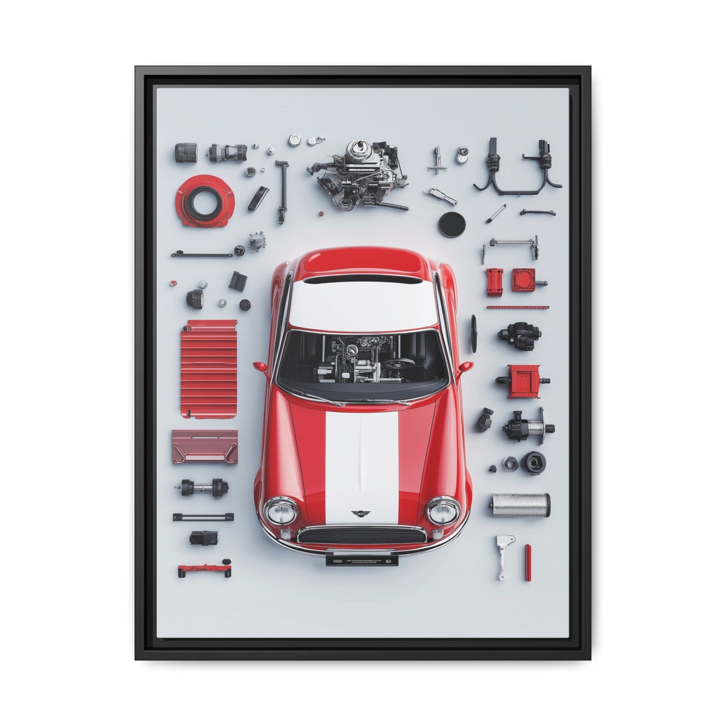 Mini Cooper Mod Framed Canvas