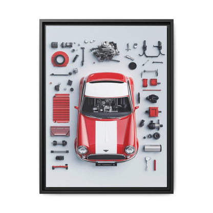 Mini Cooper Mod Framed Canvas