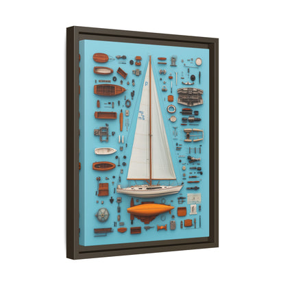 Sailboat White Framed Canvas