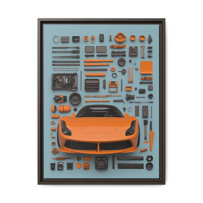 Orange Ferrari Framed Canvas