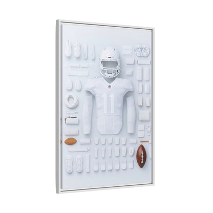 American Football White Framed Canvas