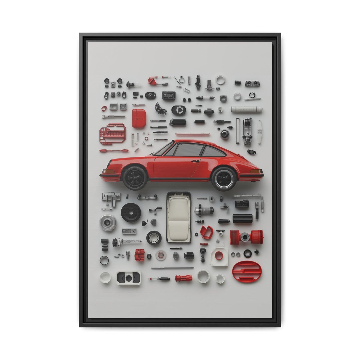 Red Classic Porsche Framed Canvas