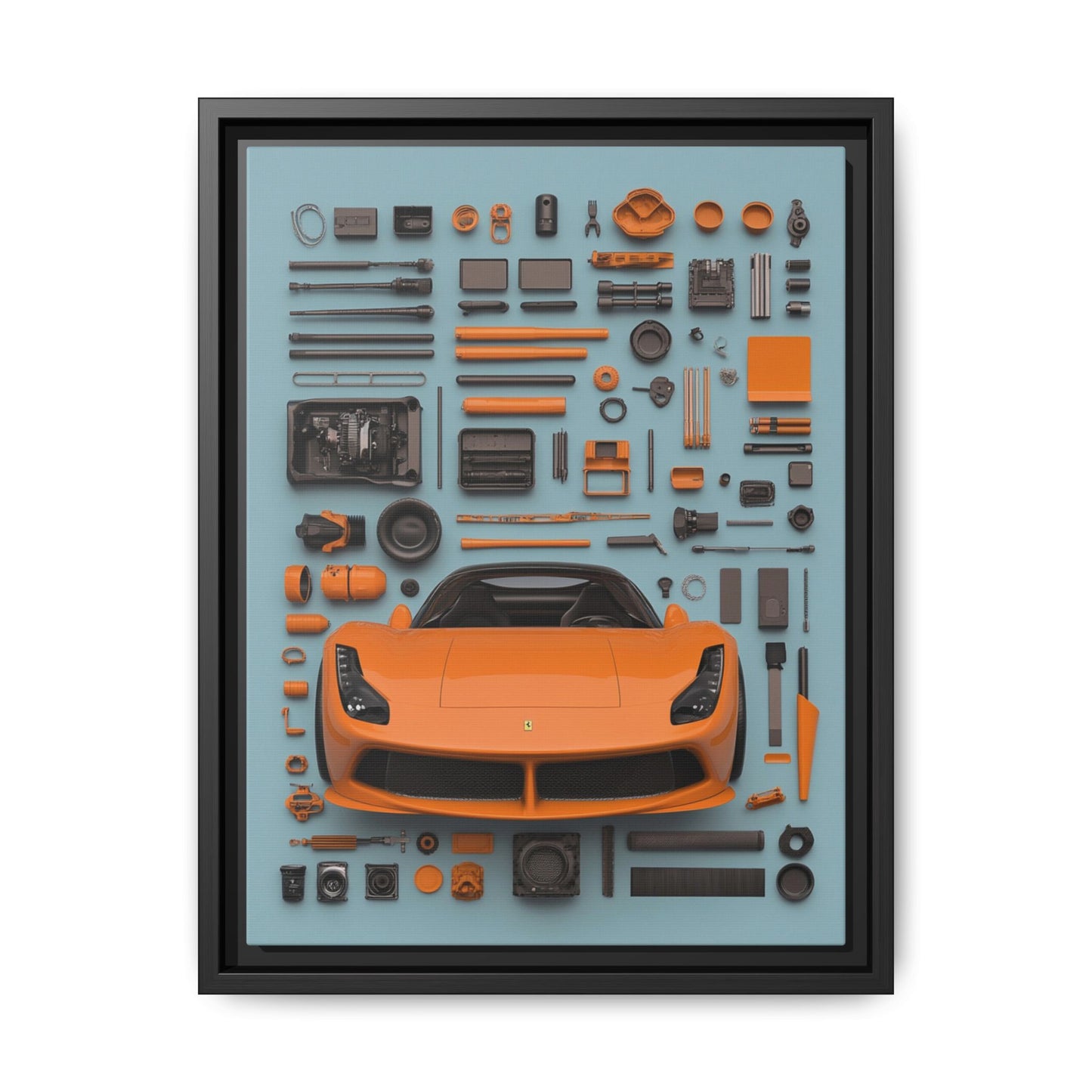 Orange Ferrari Framed Canvas