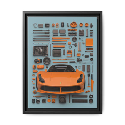 Orange Ferrari Framed Canvas