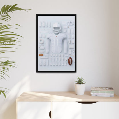 American Football White Framed Canvas