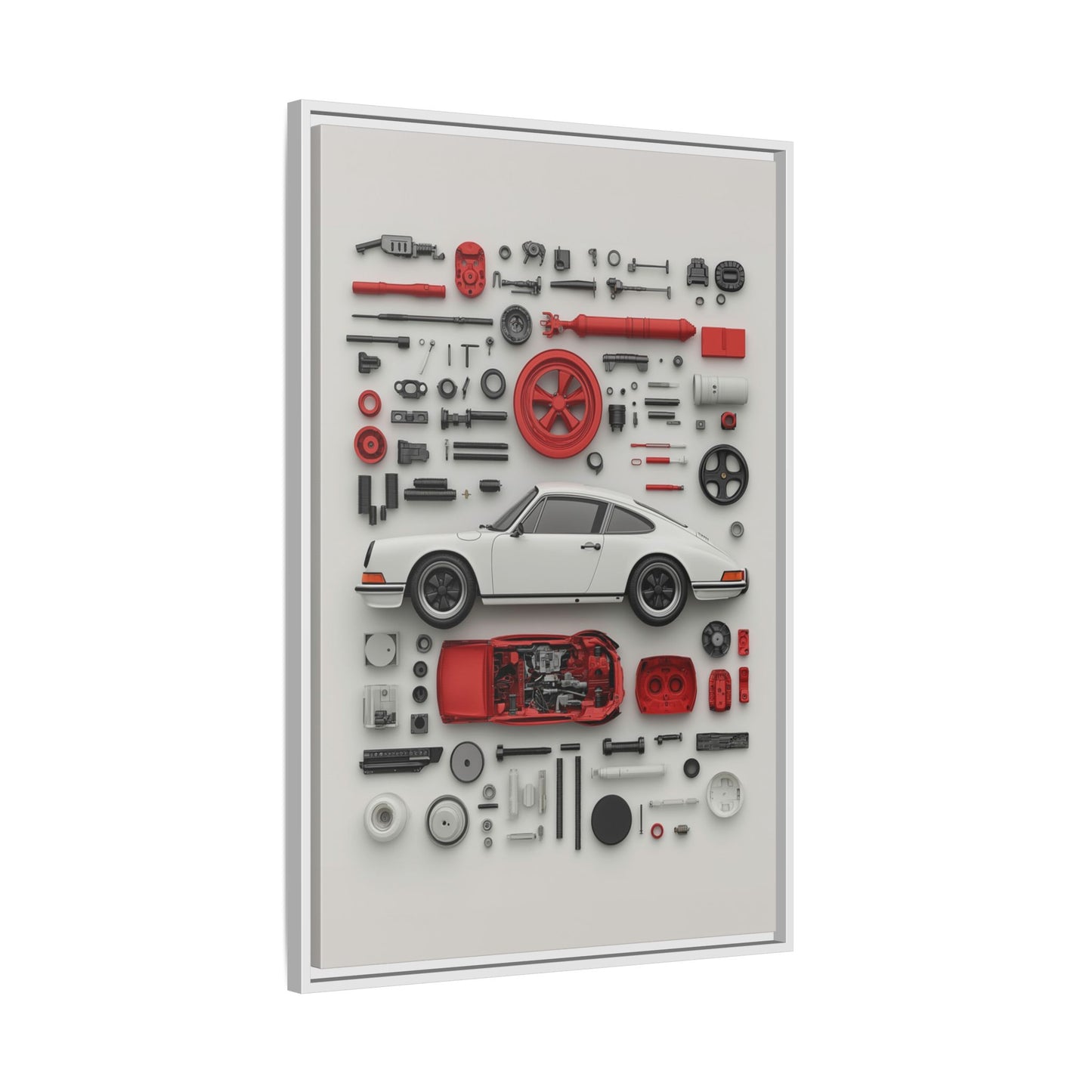 White Classic Porsche Framed Canvas