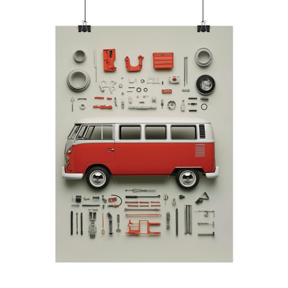 Red Classic Van Rolled Poster