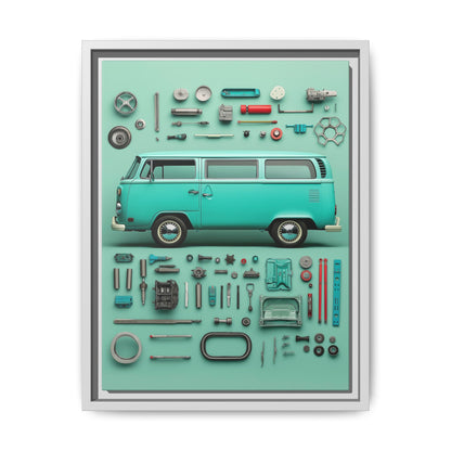 Blue Classic Van Framed Canvas
