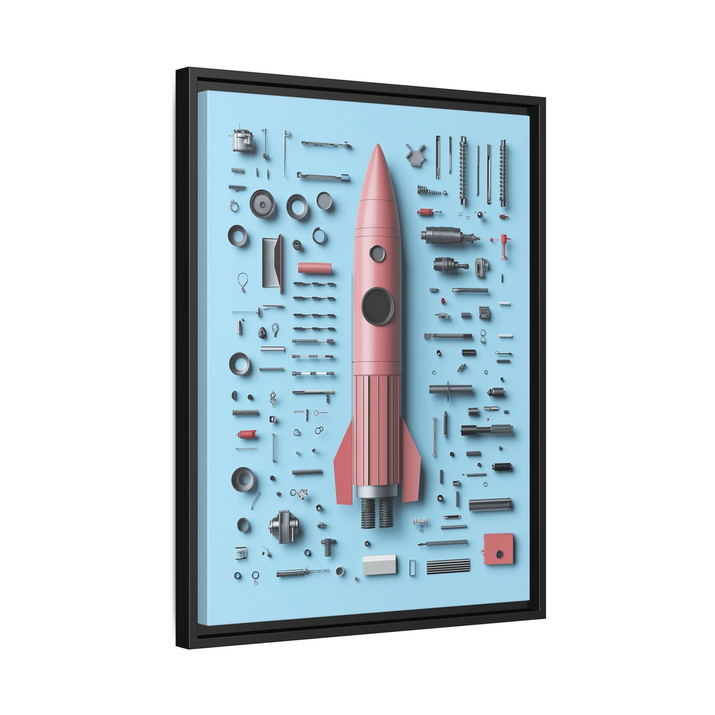 Pink Rocket Framed Canvas