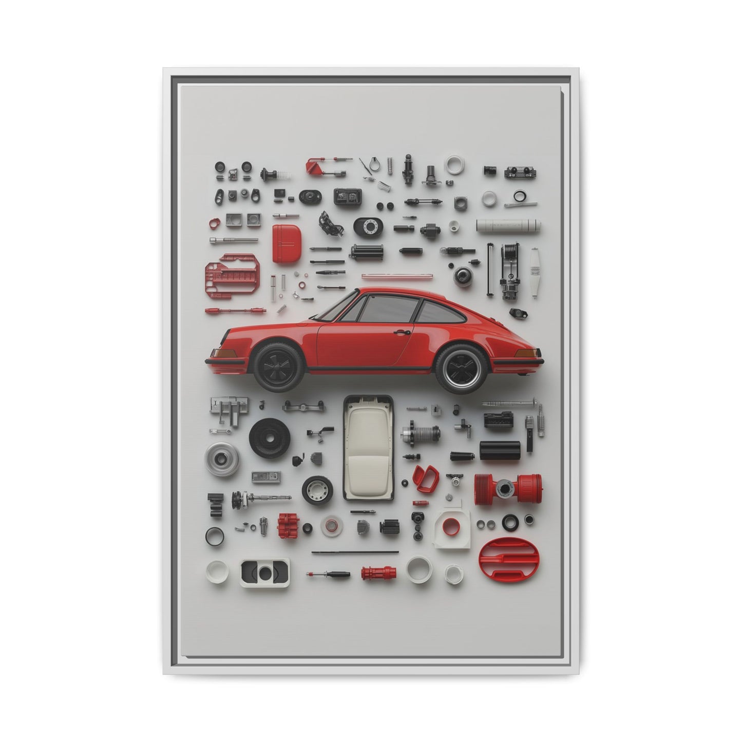 Red Classic Porsche Framed Canvas