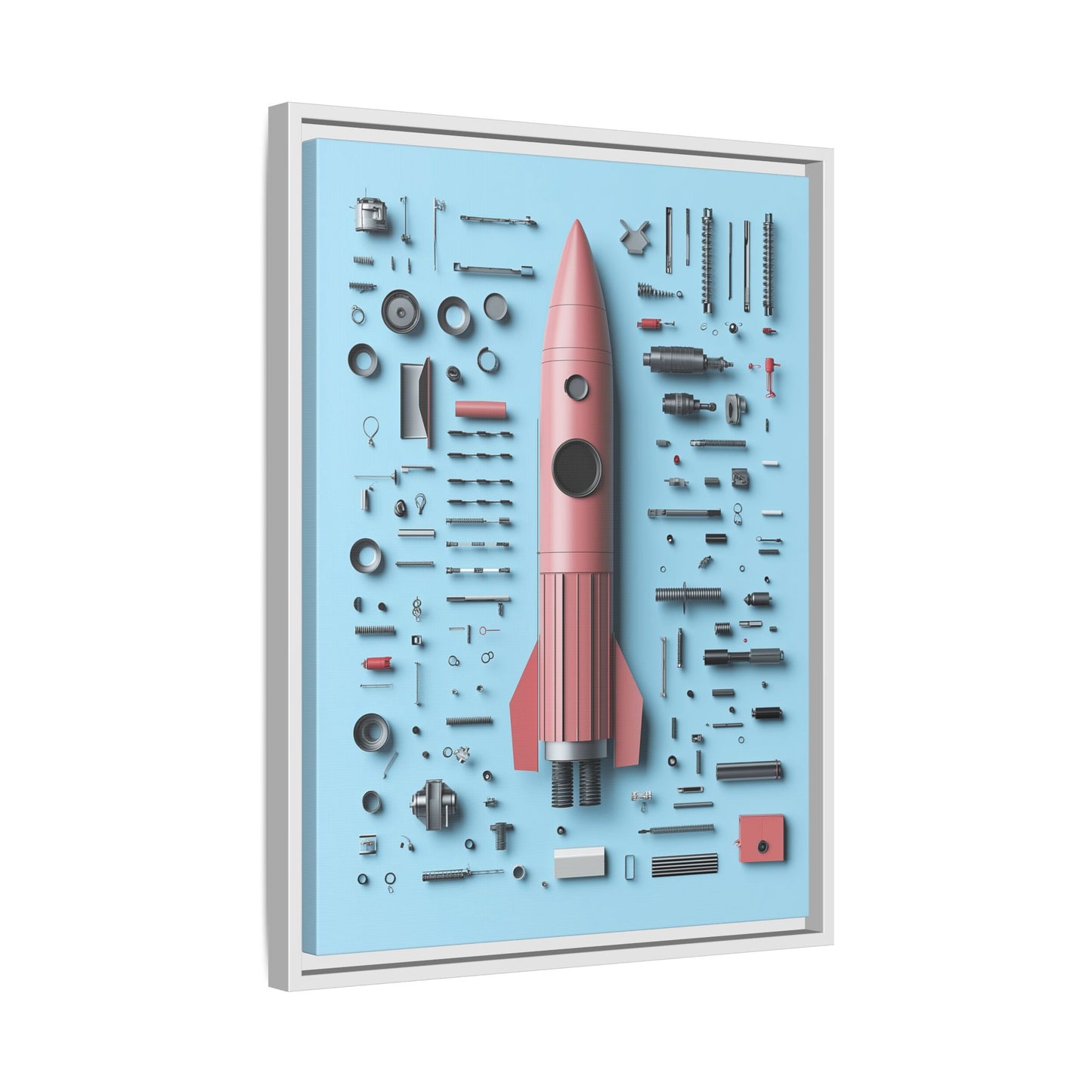 Pink Rocket Framed Canvas