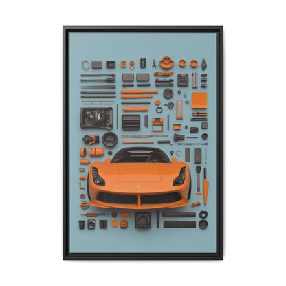 Orange Ferrari Framed Canvas
