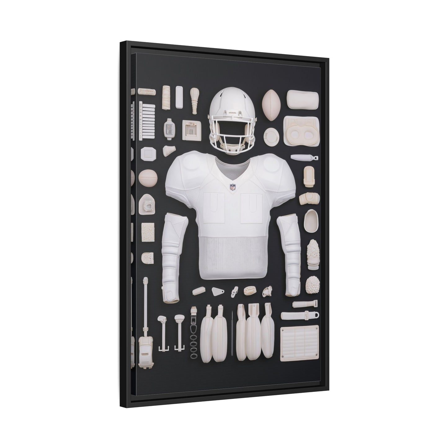 American Football Black Framed Canvas