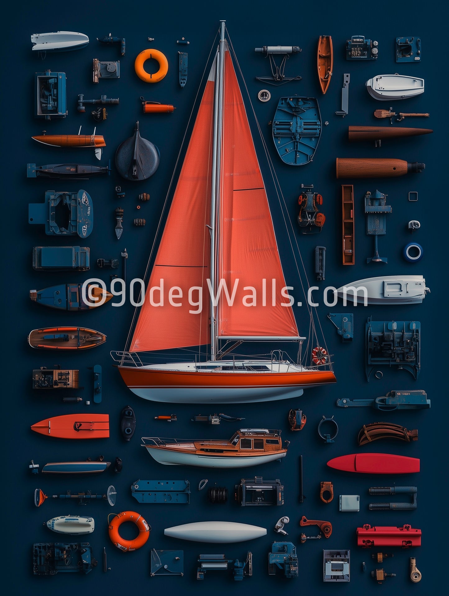 Sailboat Red digital